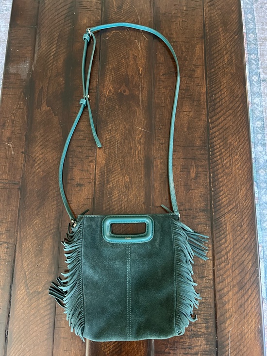 Maje Handbags - Maje Green Suede Fringe Crossbody Bag Boho Festival Leather Purse